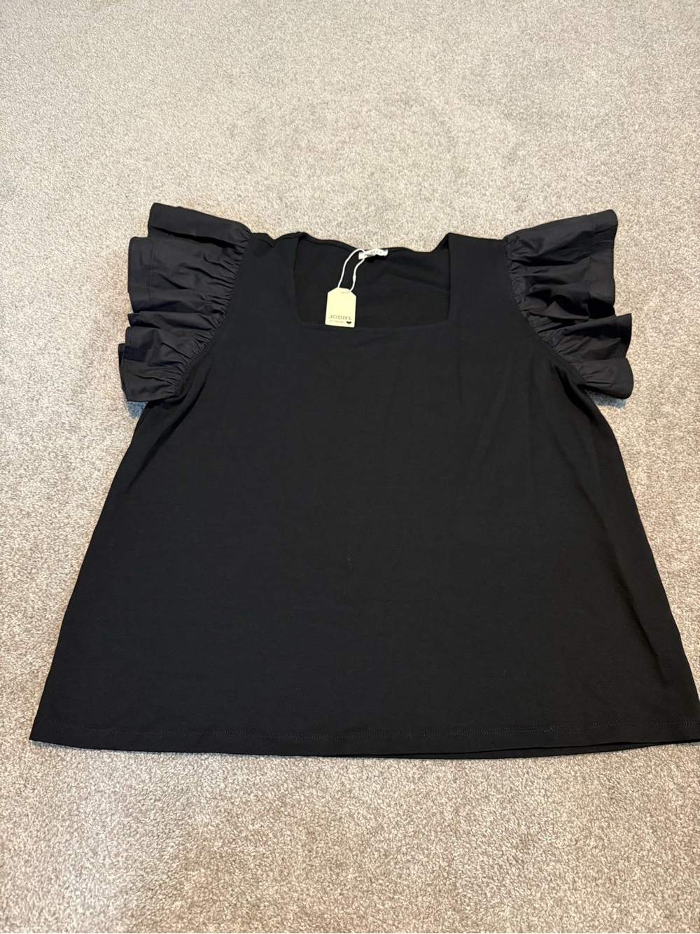 Black Ruffle Sleeve Women's Top